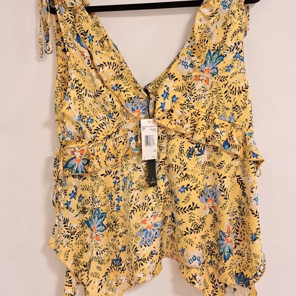 Buffalo David Bitton Sleeveless Floral-Print Ruffle Blouse Nwt Size Large — image 4 of 8